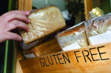 Gluten-free bread in a bin